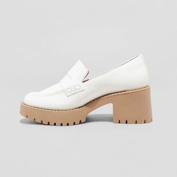 Universal Thread White Chunky Heel Loafers - Picture 2 of 4
